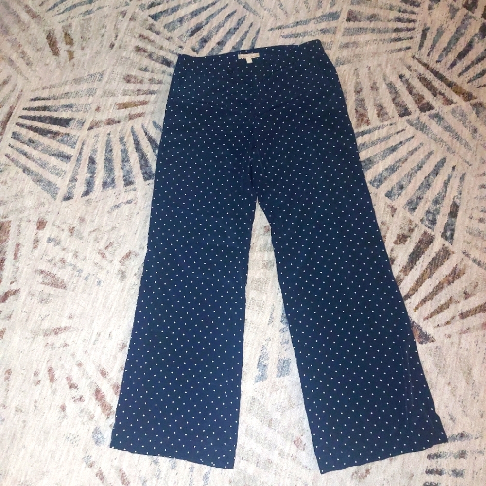 "Banana Republic"Navy Polka Dot Wide-Leg Pants